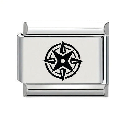 9mm Laser Italian Charm - Compass