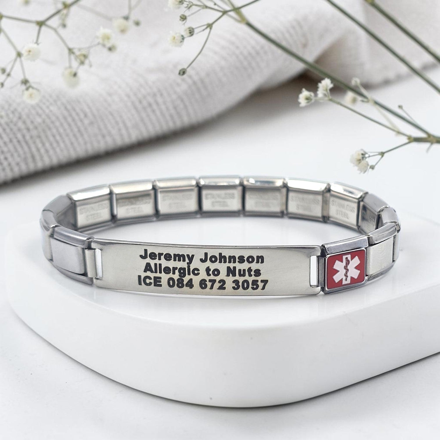 9mm Medical Alert Connector Charm Bracelet