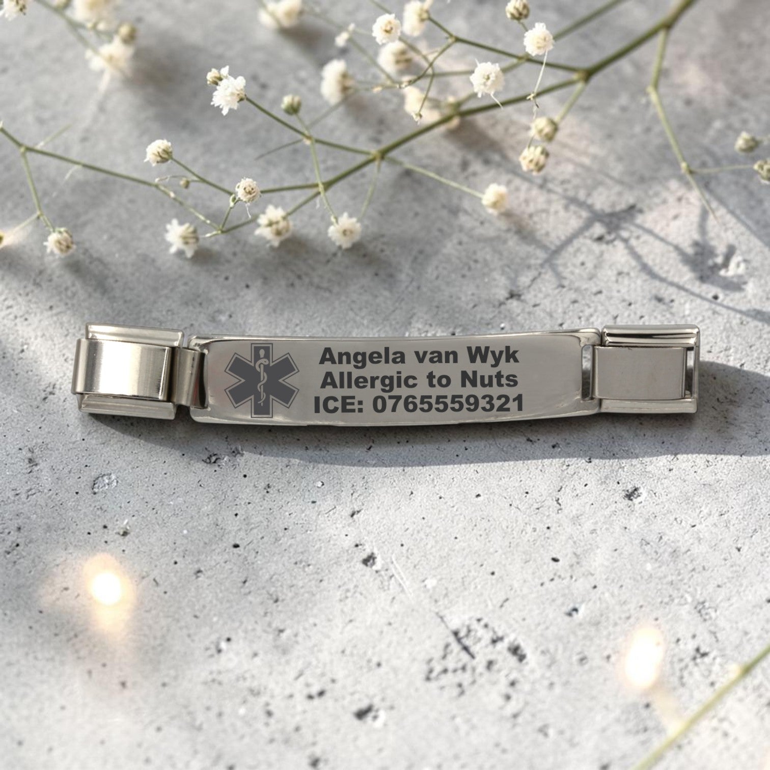 Medical Alert Engraved 9mm Connector Charm