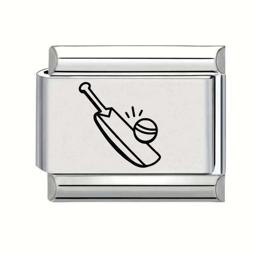 9mm Laser Engraved Charm - Cricket Bat