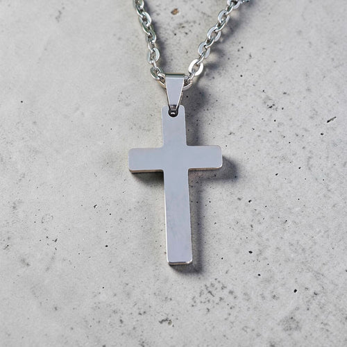 Personalized Wide Cross Pendant and Chain