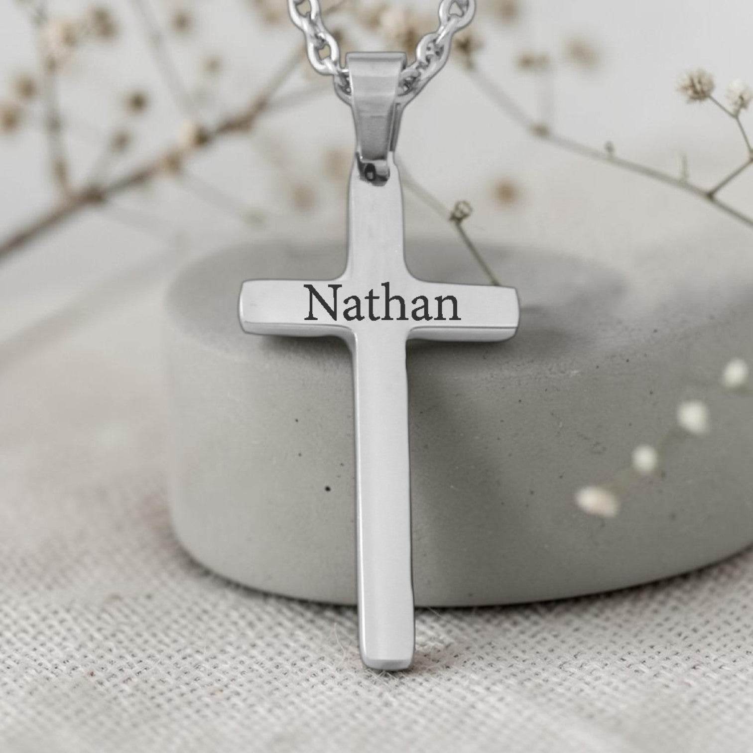Personalized Cross Pendant and Chain