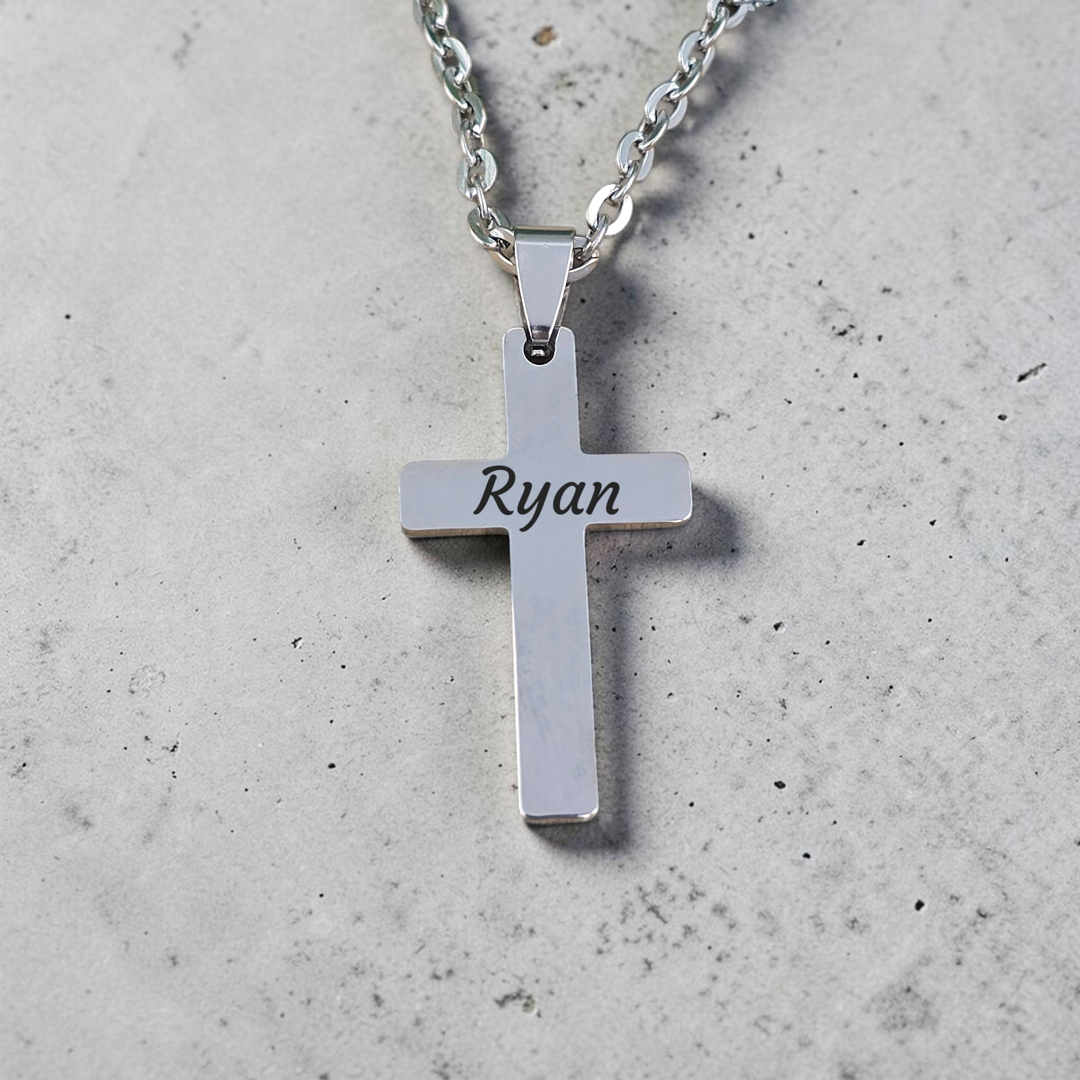 Personalized Wide Cross Pendant and Chain