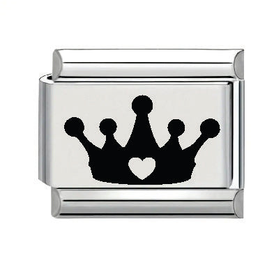 9mm Laser Italian Charm - Princess Crown
