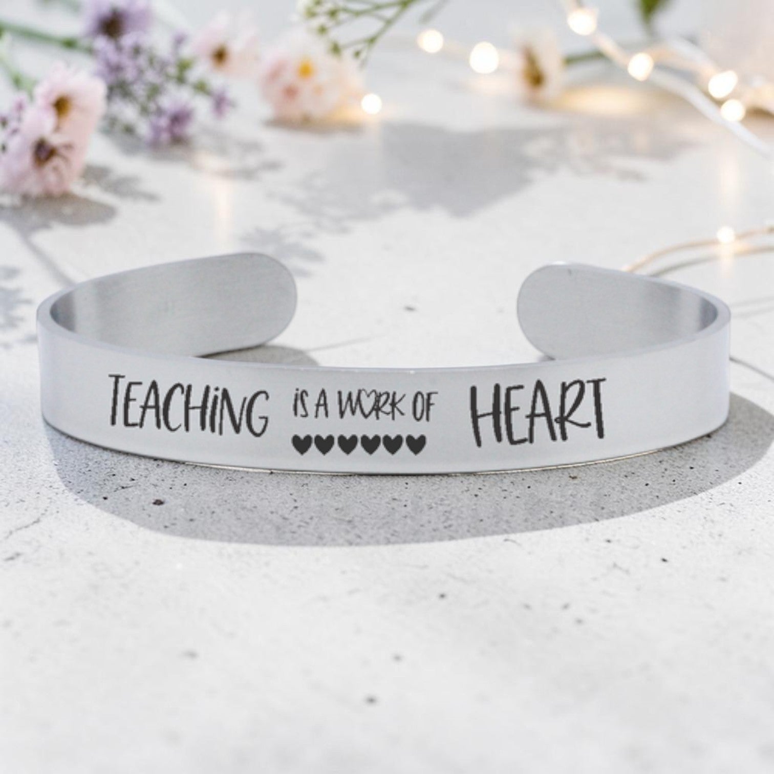 Custom Engraved 10mm Stainless Steel Teacher Bangle