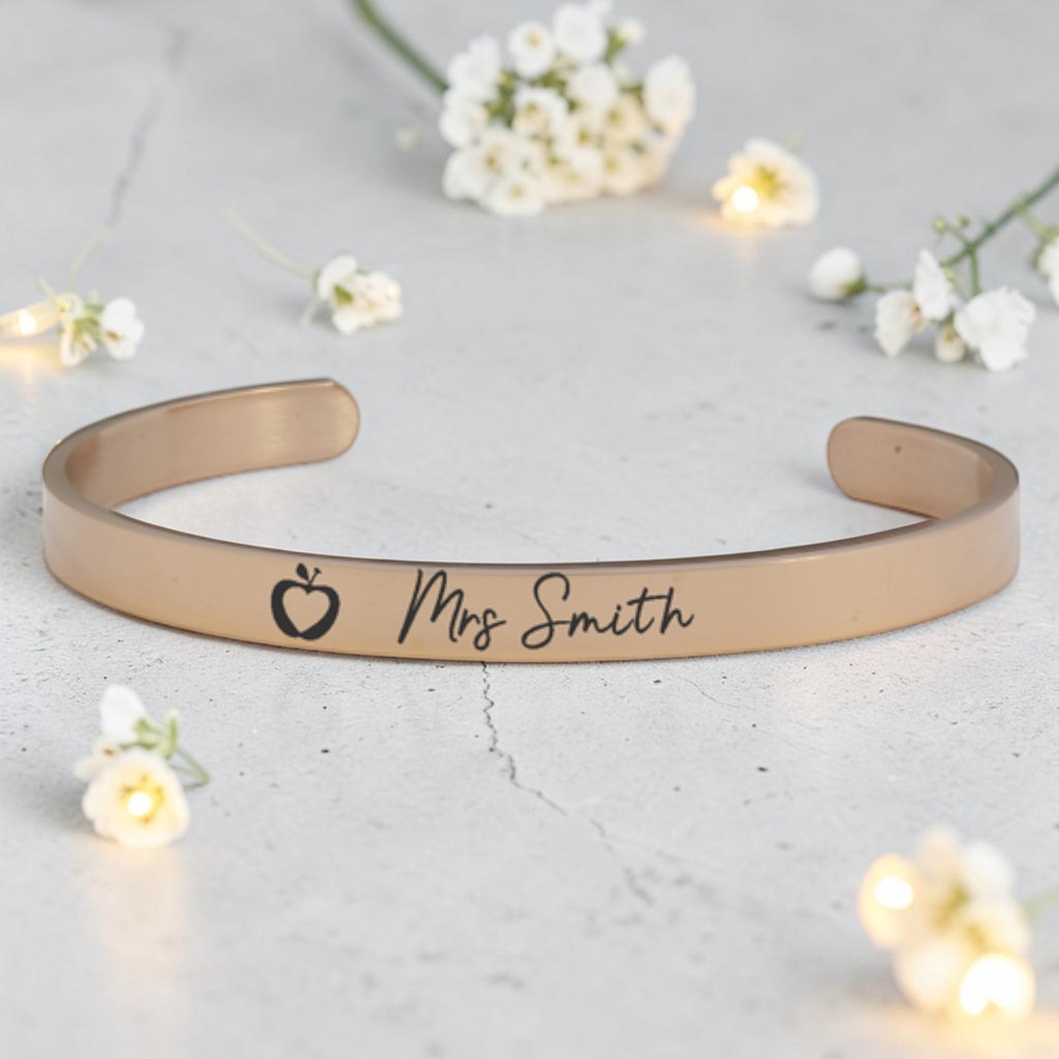 Custom Engraved 5mm Stainless Steel Rose Gold Teacher Bangle