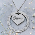 Custom Engraved Circle Heart Pendant and Chain