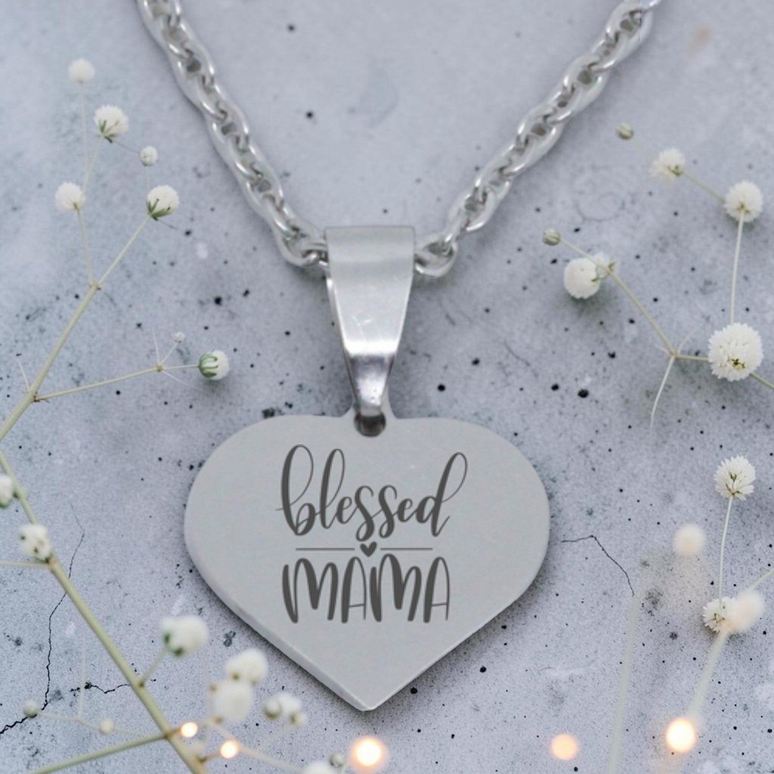Custom Engraved Heart Pendant and Chain