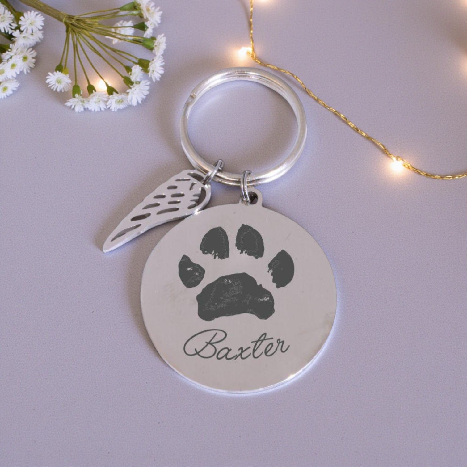 Custom Engraved Paw & Name Pendant or Keyring
