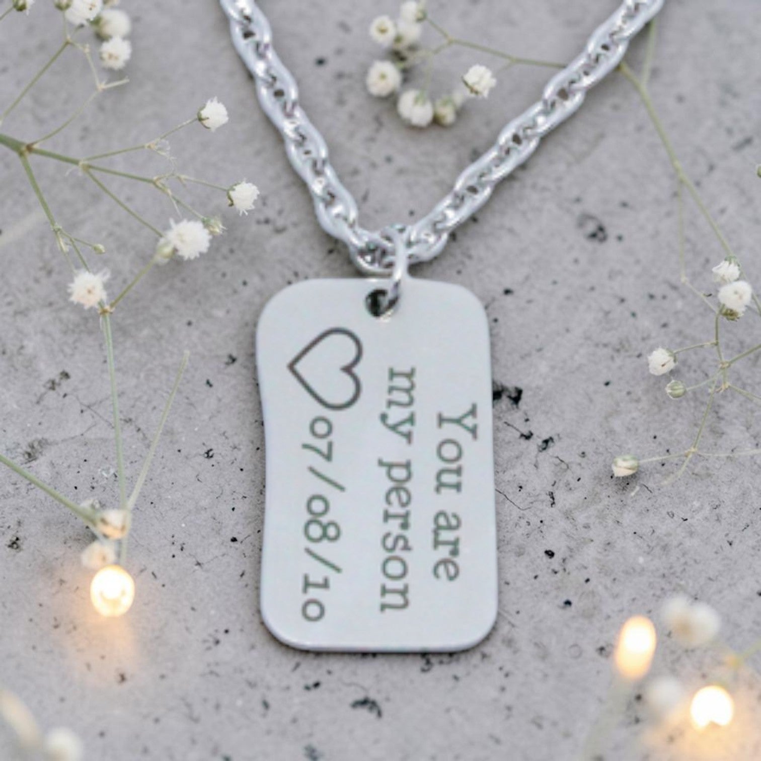 Custom Engraved Rectangle Pendant and Chain