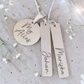 Custom Engraved Round & Bar Pendants and Chain