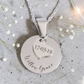 Custom Engraved Round & Mini Heart Pendants and Chain