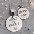 Custom Engraved Round Pendants and Chain