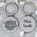 Custom Engraved Round Teacher Keyring (front & back)