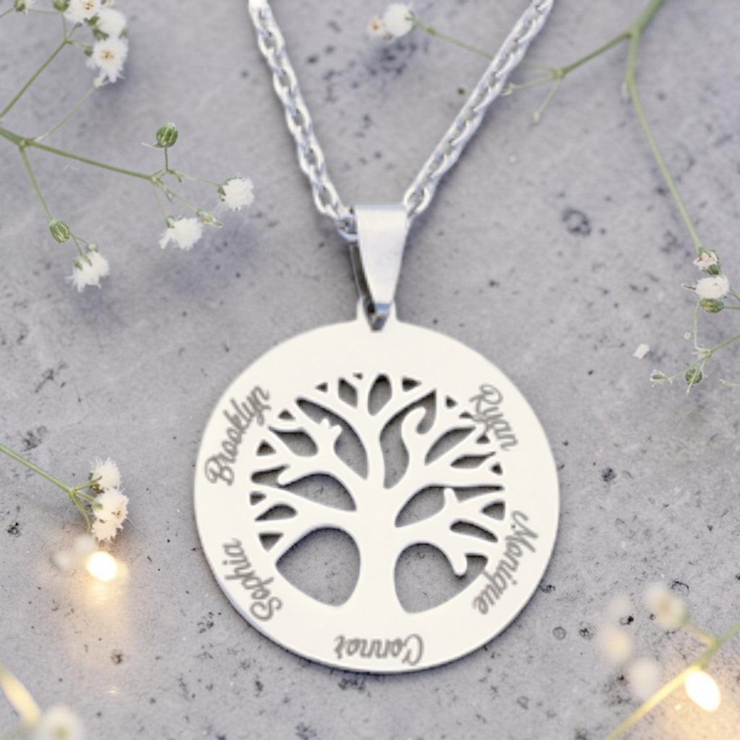 Custom Engraved Tree of Life Pendant and Chain
