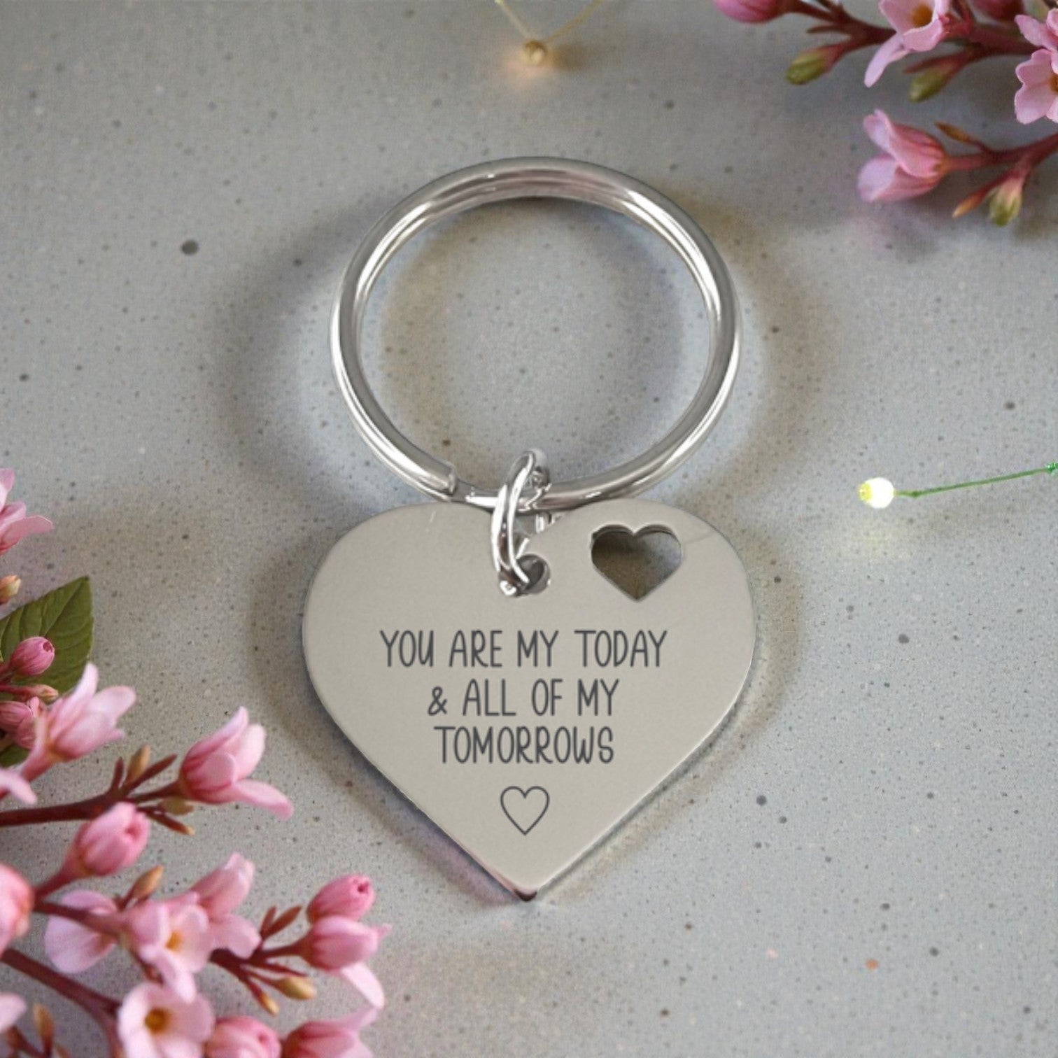 Cut-out Heart Engraved Keyring