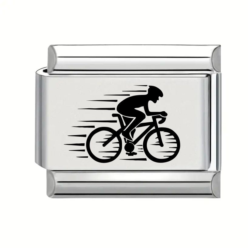 9mm Laser Engraved Charm - Cycling