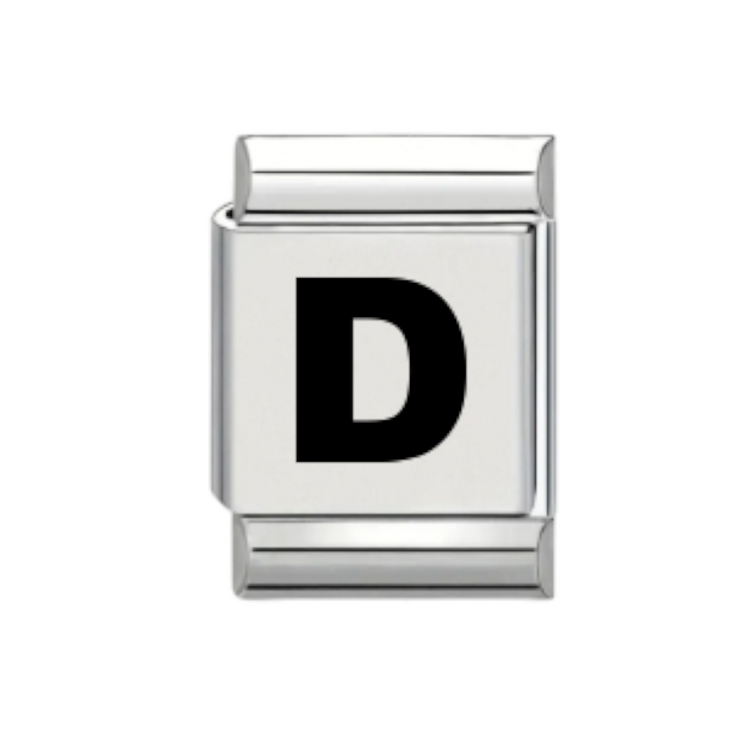 13mm Laser Italian Charm - Plain Letter D