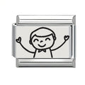 9mm Laser Italian Charm - Dad Drawing