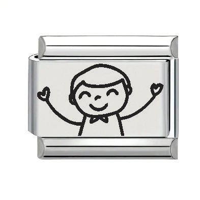 9mm Laser Italian Charm - Dad Drawing