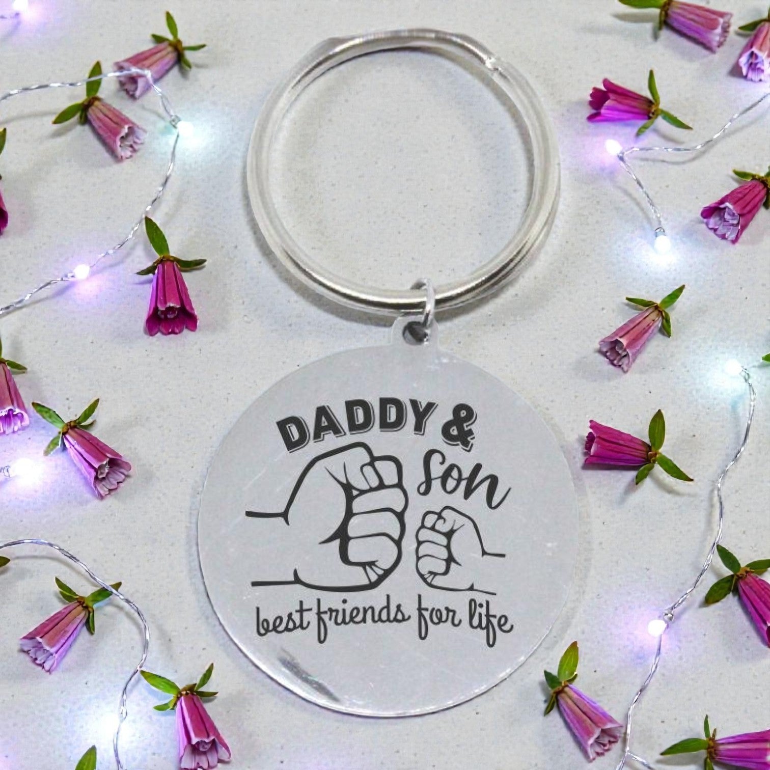 Daddy & Son Engraved Keyring