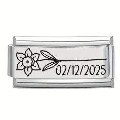 9mm Laser Italian Charm Superlink - December Flower Date