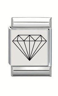 13mm Laser Engraved Charm - Diamond