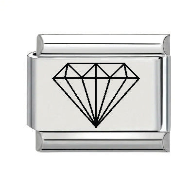 9mm Laser Italian Charm - Diamond