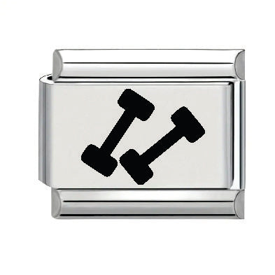 9mm Laser Italian Charm - Dumbells