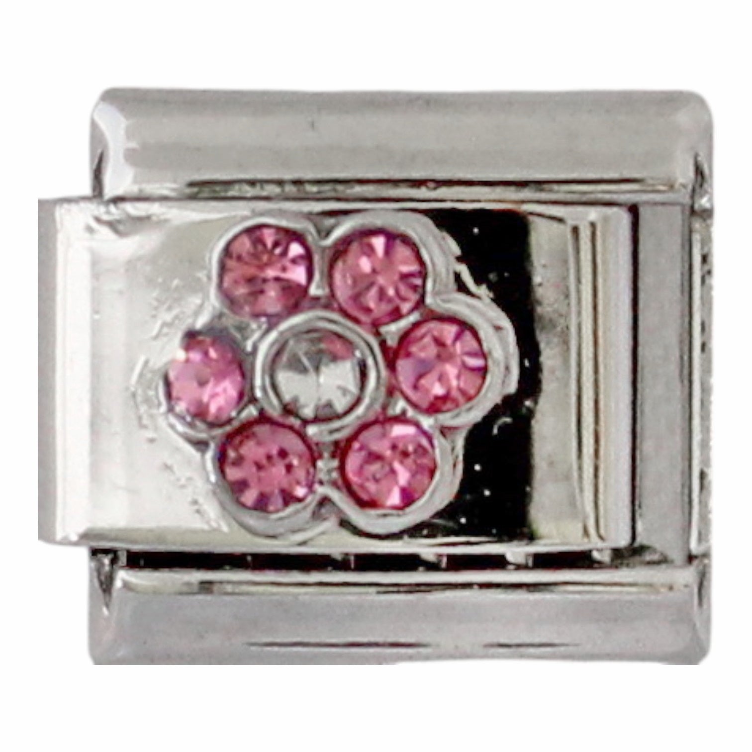Pink CZ Flower 9mm Charm
