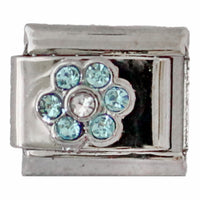 Blue CZ Flower 9mm Charm