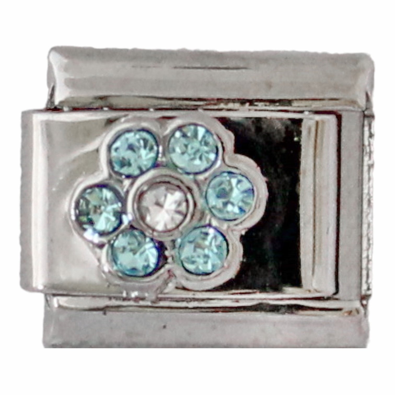 Blue CZ Flower 9mm Charm