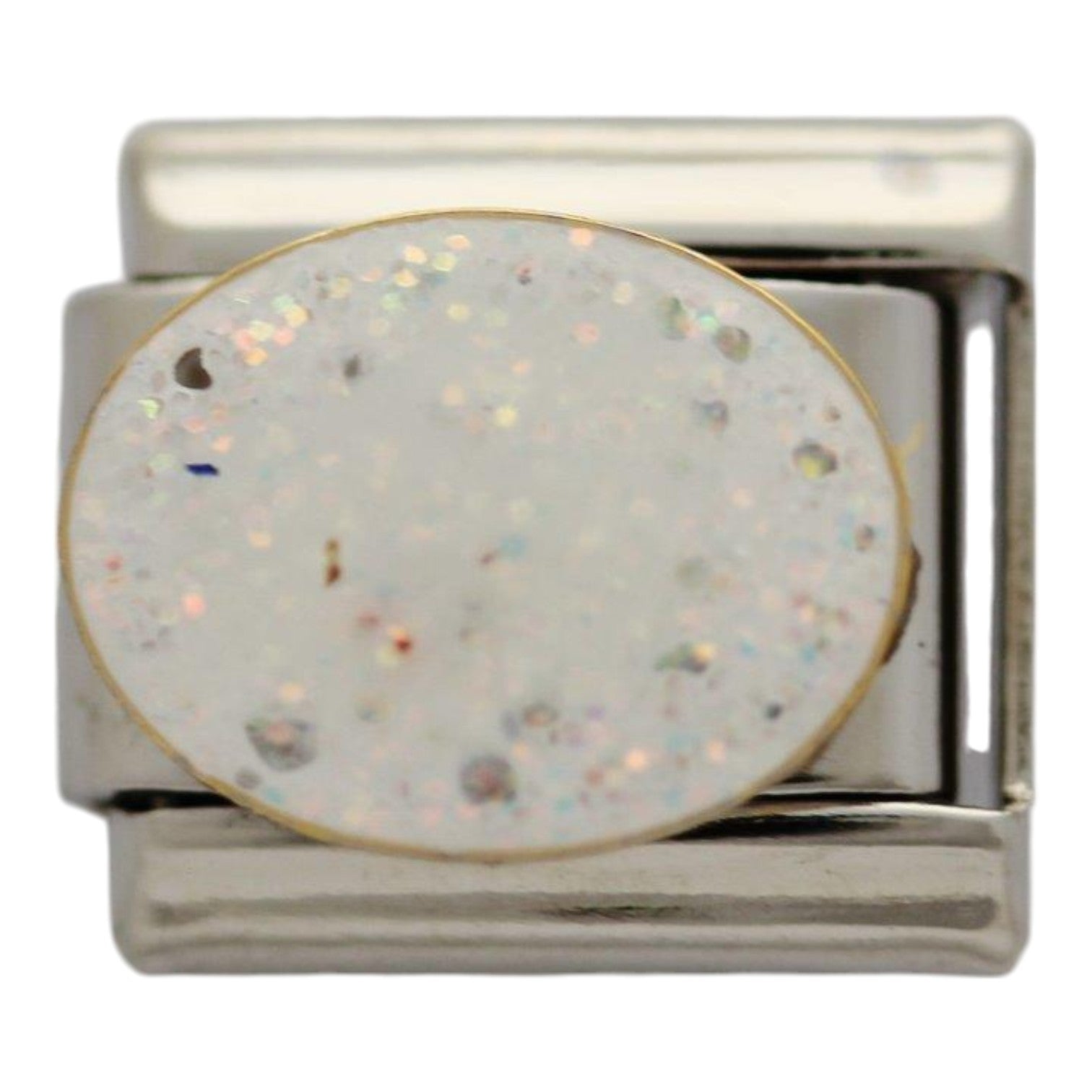 White Glitter 9mm Charm