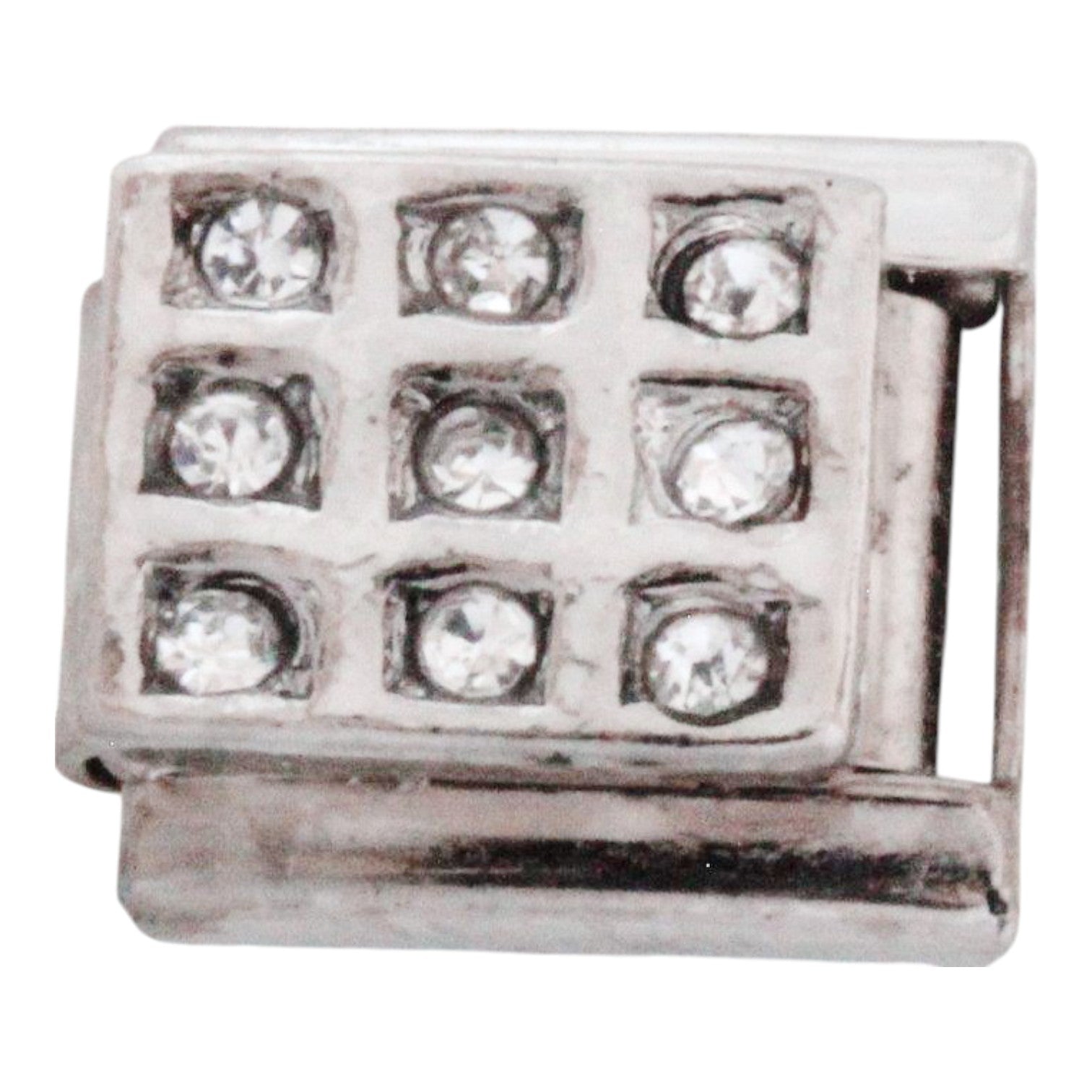 Square White Stones 9mm Charm