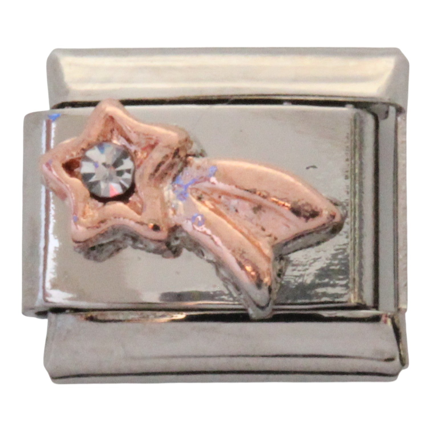 Rose gold shooting star with stones 9mm Charm