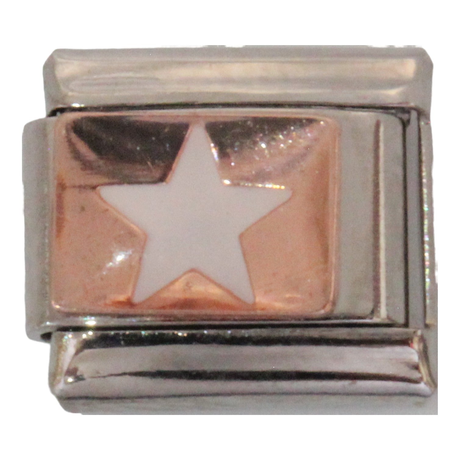 Rose gold with white star 9mm Charm