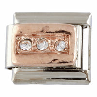 Rose Gold 3 Stone 9mm Charm