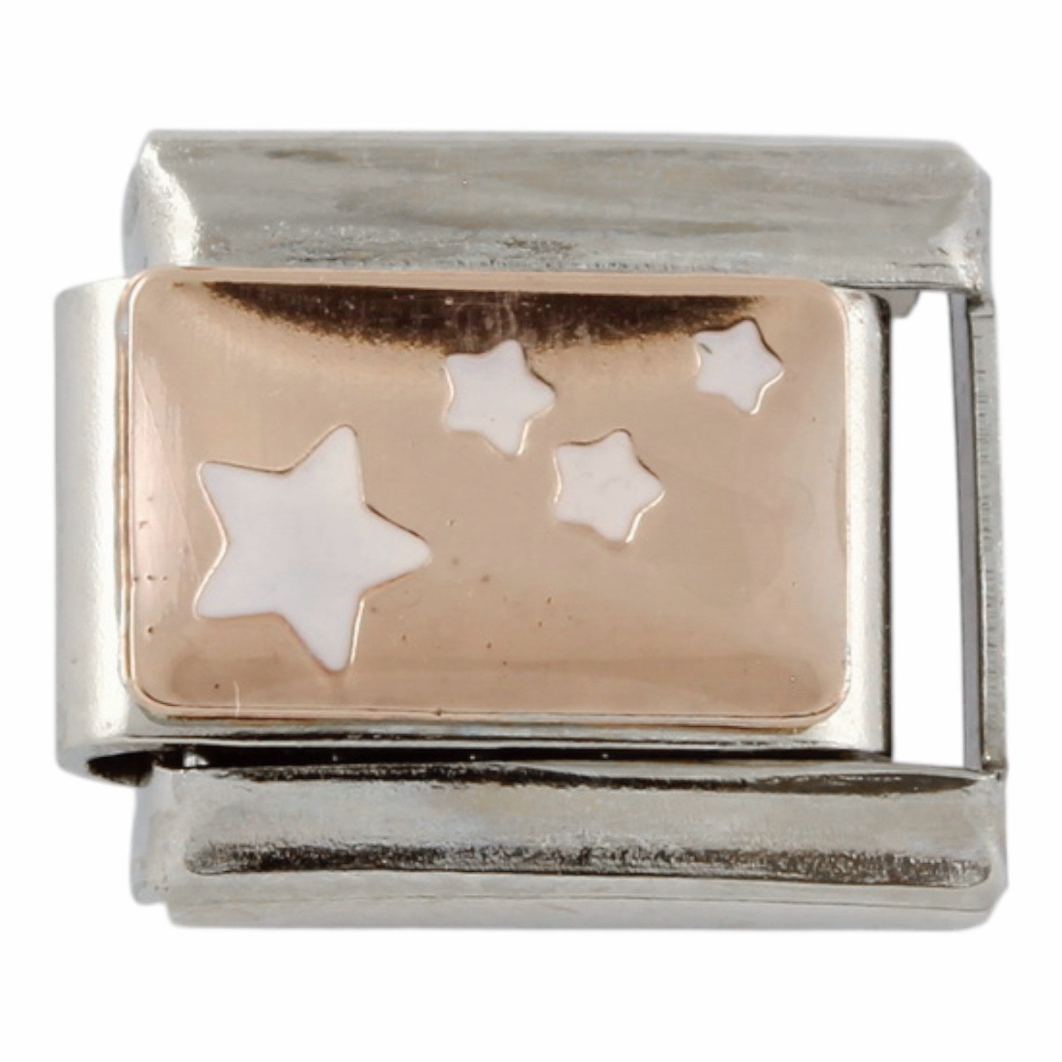 Rose Gold White Stars 9mm Charm