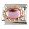 Rose Gold Pink Stone 9mm Charm