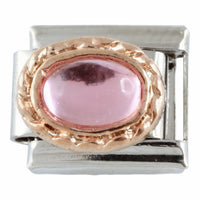 Rose Gold Pink Stone 9mm Charm