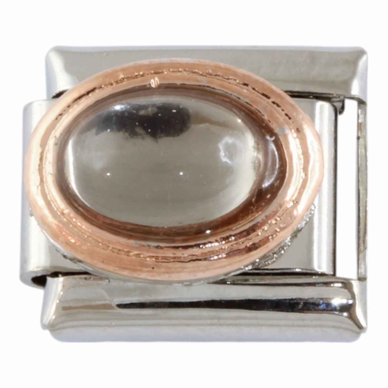 Rose Gold Grey Stone 9mm Charm