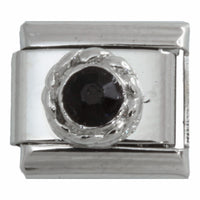 Round Black Stone 9mm Charm