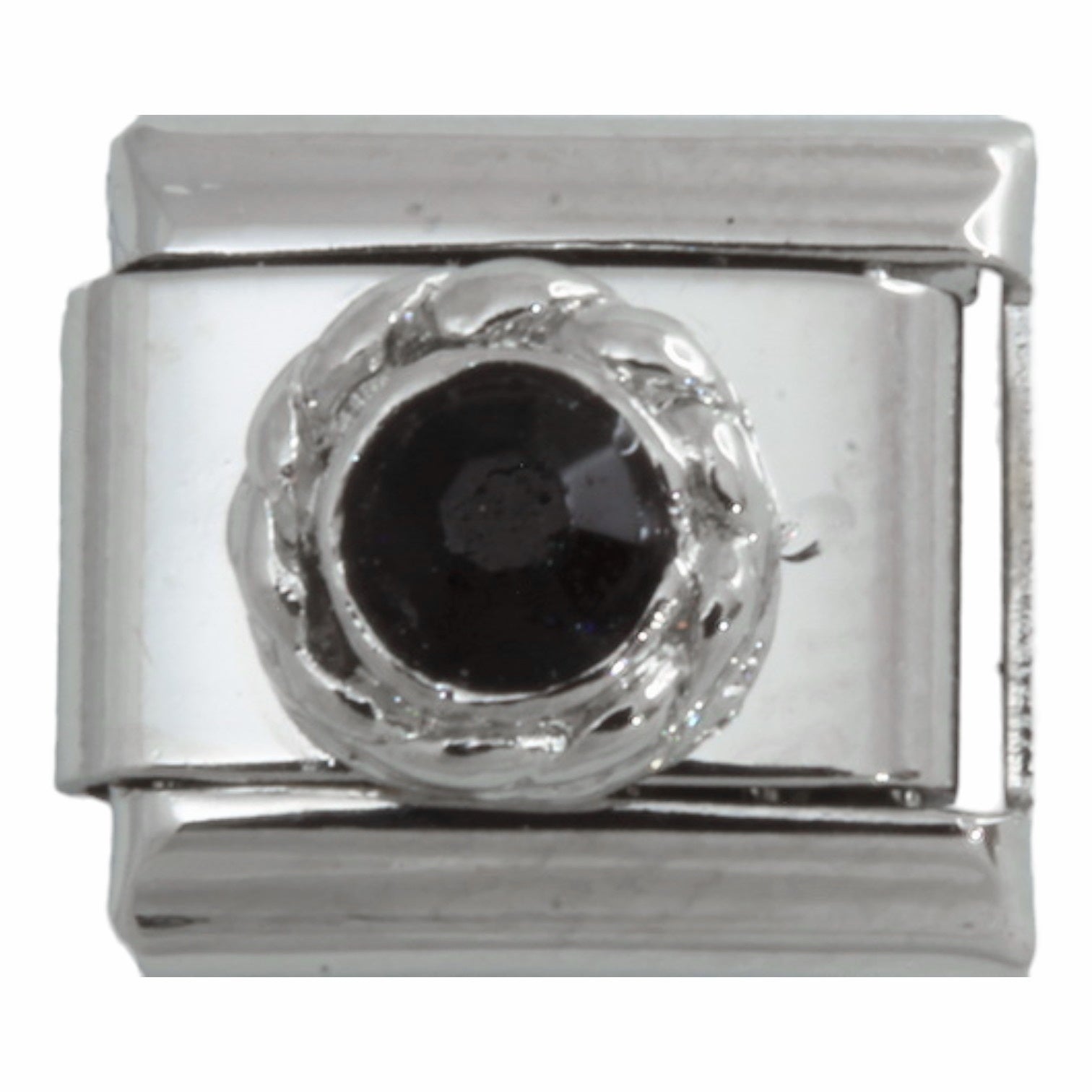 Round Black Stone 9mm Charm