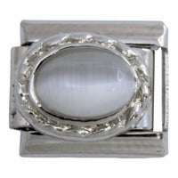 Grey Oval Stone 9mm Charm
