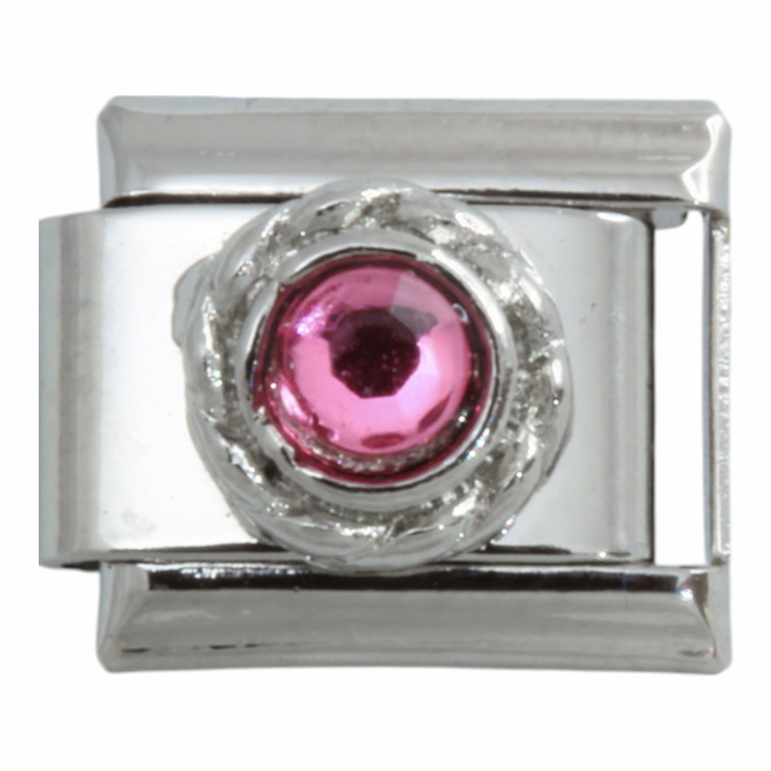 Round Pink Stone 9mm Charm