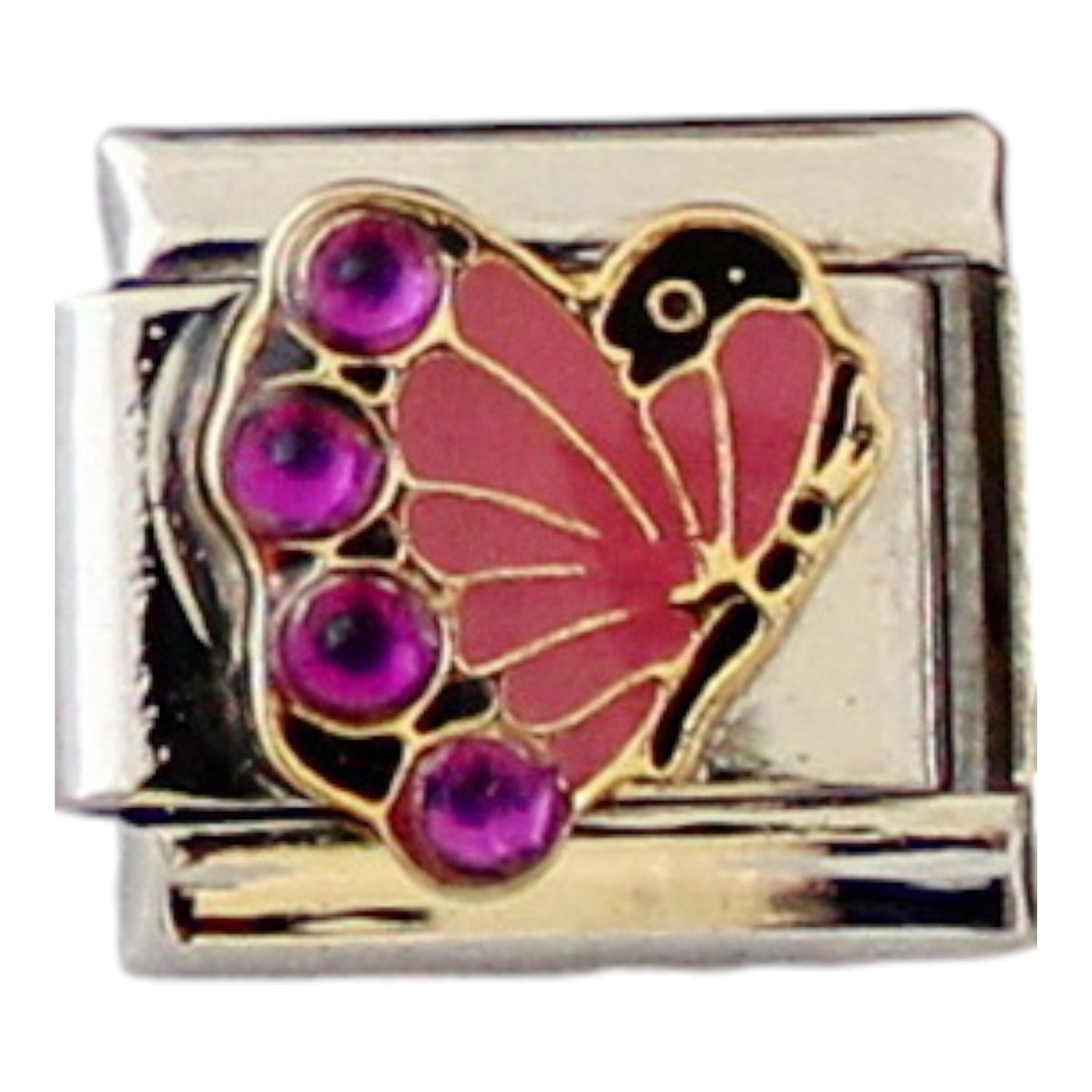 Pink Butterfly with stones 9mm Charm