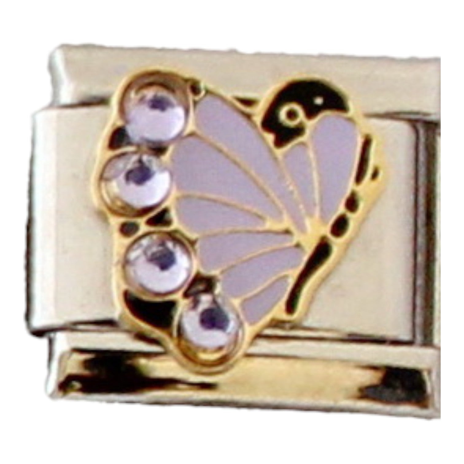 Purple butterfly with stones 9mm Charm