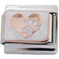 Paw on Rose Gold Heart 9mm Charm