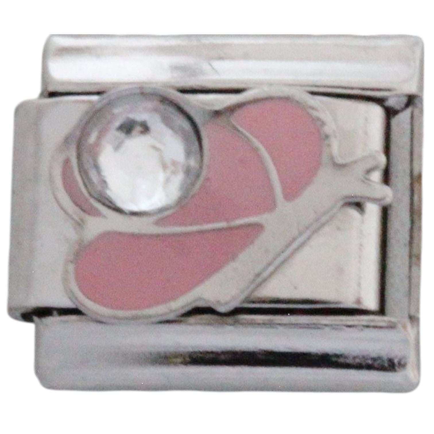 Pink Butterfly with Clear Stone 9mm Charm