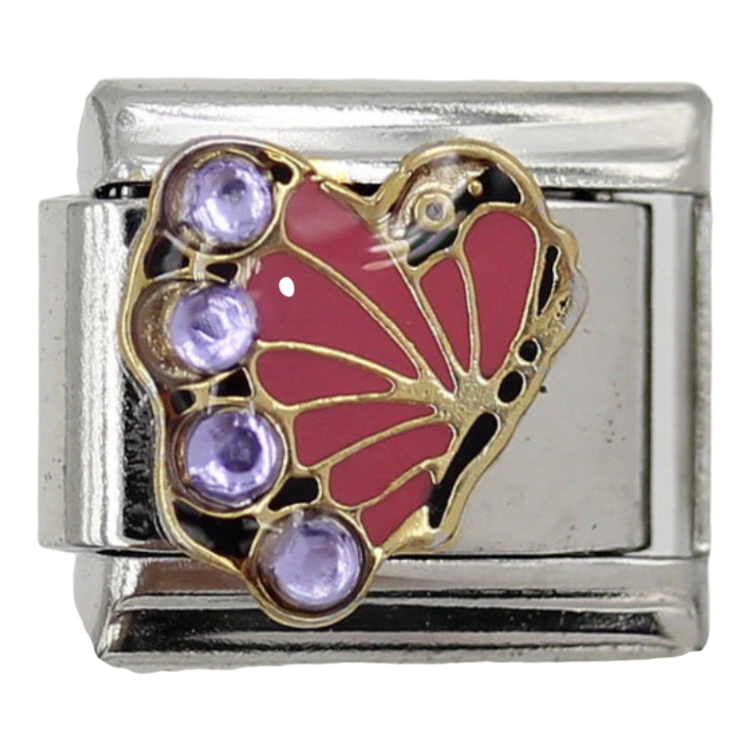 Purple Stone Pink Butterfly 9mm Charm